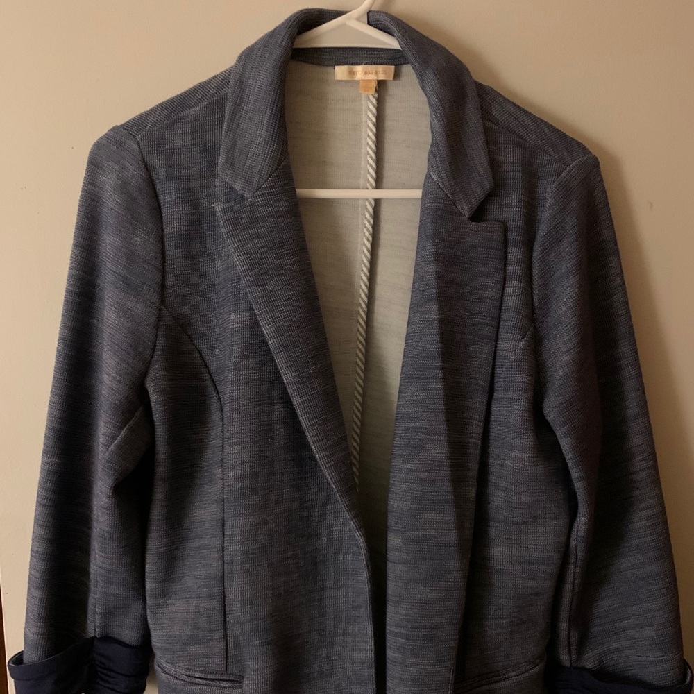 Skies are Blue Knit Blue Open Blazer